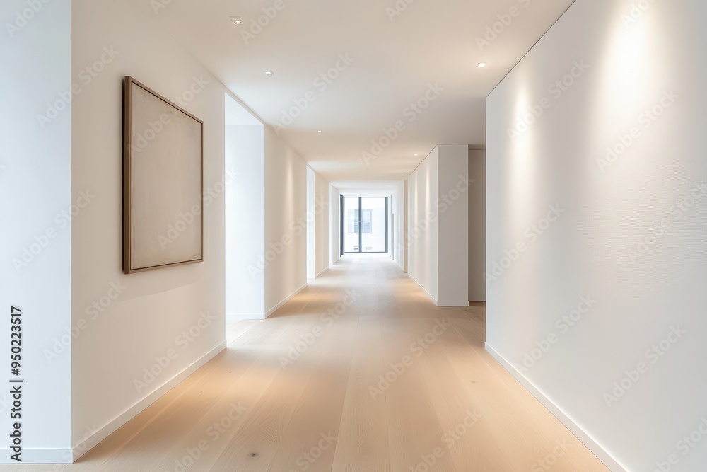 Obraz premium Contemporary Minimalistic Hallway Wall with Sleek Artwork and Clean Lines