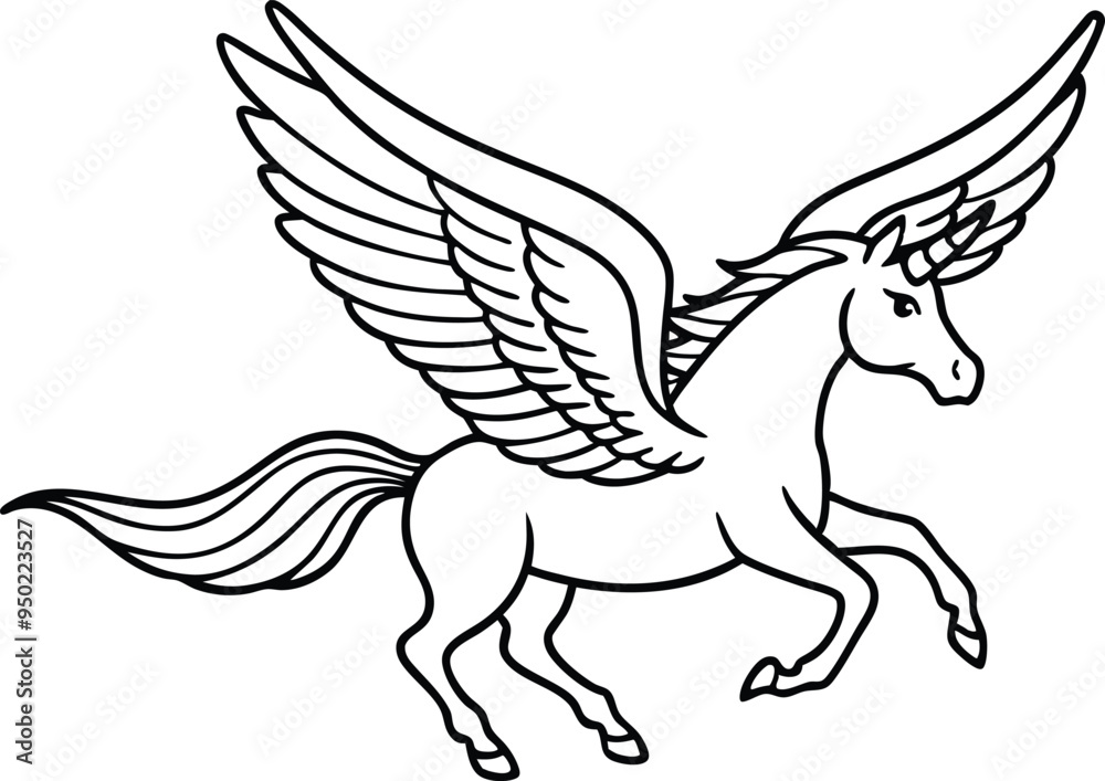winged horse vector line art, flying pegasus skatch , unicorn silhouette winged horse vector line art, flying pegasus skatch , unicorn silhouette