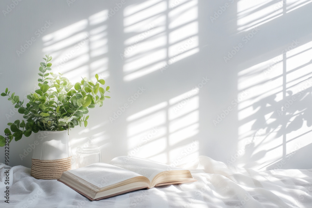 Fototapeta premium Book & Plant in Sunlight.