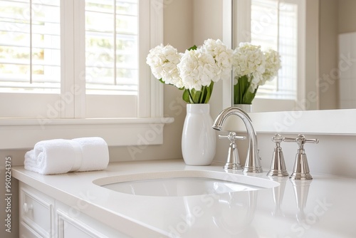 Modern Neutral Bathroom Faucet with Sleek Finish and Minimalistic Handles in Contemporary Sink Design