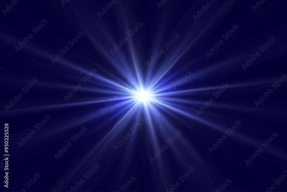 Light effect blue glowing light. Solar flare. Glow effect. Starburst with shimmering sparkles
