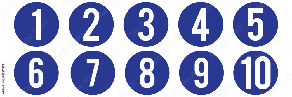 Set of Round 1-9 numbers icon for education and ui/ux design Set of Round 1-9 numbers icon for education and ui/ux design