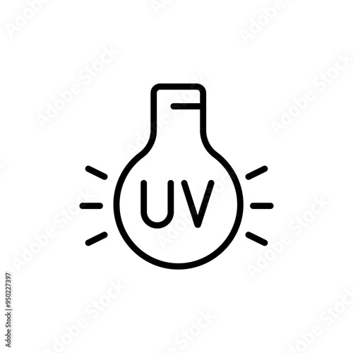 UV light for disinfection outline icon. Ultraviolet Light Icon, UV Ray Radiation. Electromagnetic Radiation Vector Art Illustration