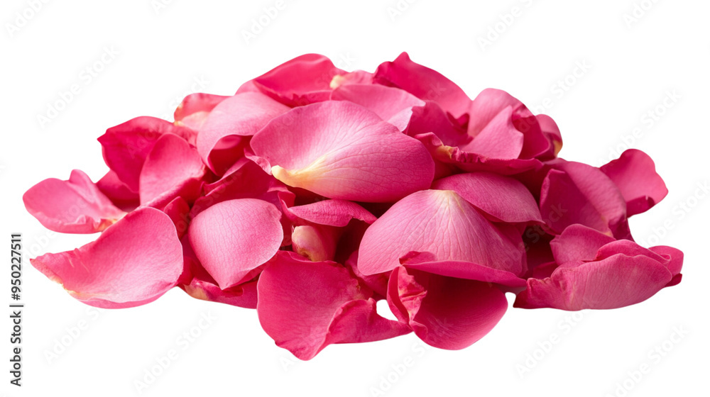 A pile of pink rose petals isolated on a white background. A pile of pink rose petals isolated on a white background.