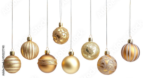 PNG Elegant gold Christmas ornaments photo