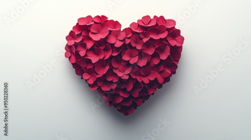 valentine card background design red clovers grow and covered a heart shaped object.