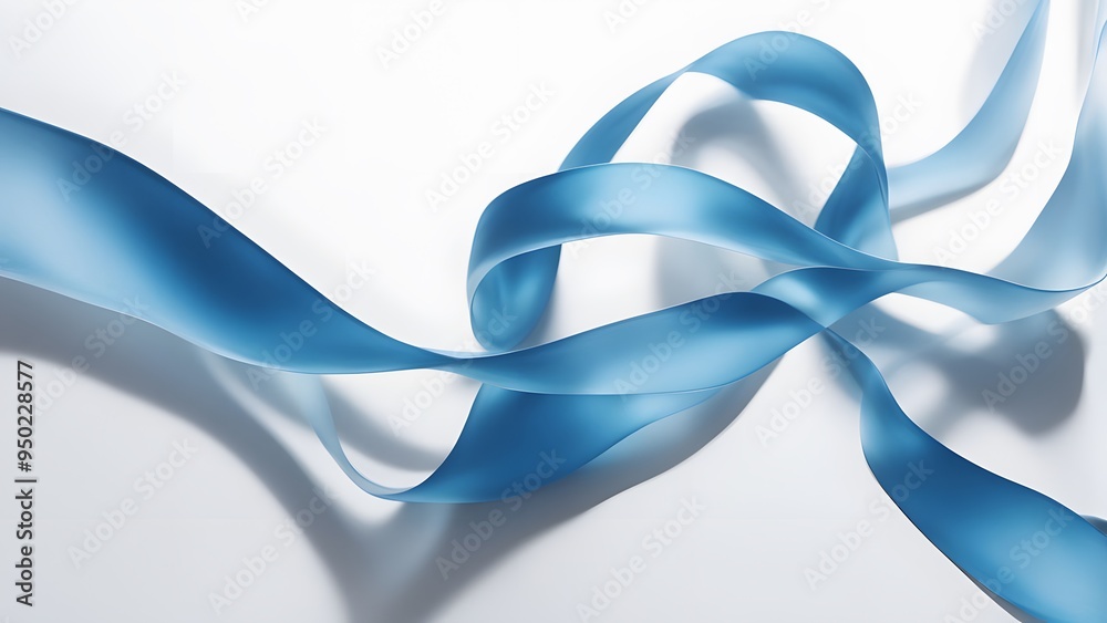 Naklejka premium blue ribbon on white