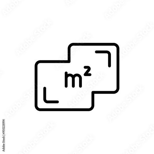 Square Meter icon. Place dimension outline pictogram. Flat area in square meters. Measuring house area. M2 line sign. Vector illustration isolated on white background.