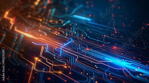 Wallpaper Mural Abstract futuristic molecules lines circuit board technology concept background, with space for your text, ideal for tech presentations Torontodigital.ca