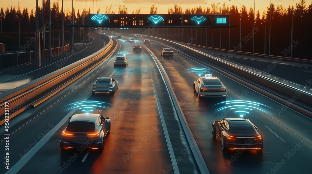 Fototapeta premium autonomous vehicle using V2X technology 