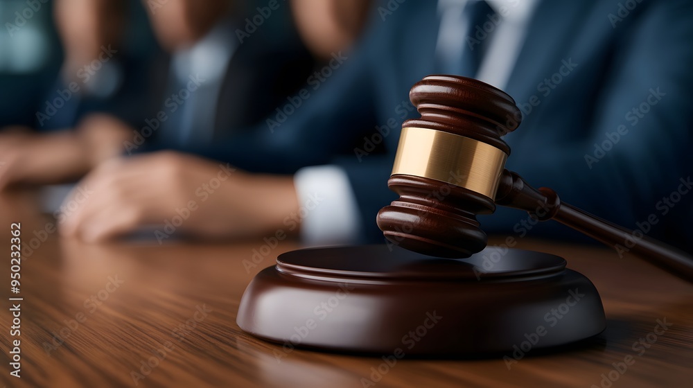 A close-up of a judge's gavel resting on a wooden desk, symbolizing authority and justice in a courtroom setting. A close-up of a judge's gavel resting on a wooden desk, symbolizing authority and justice in a courtroom setting.