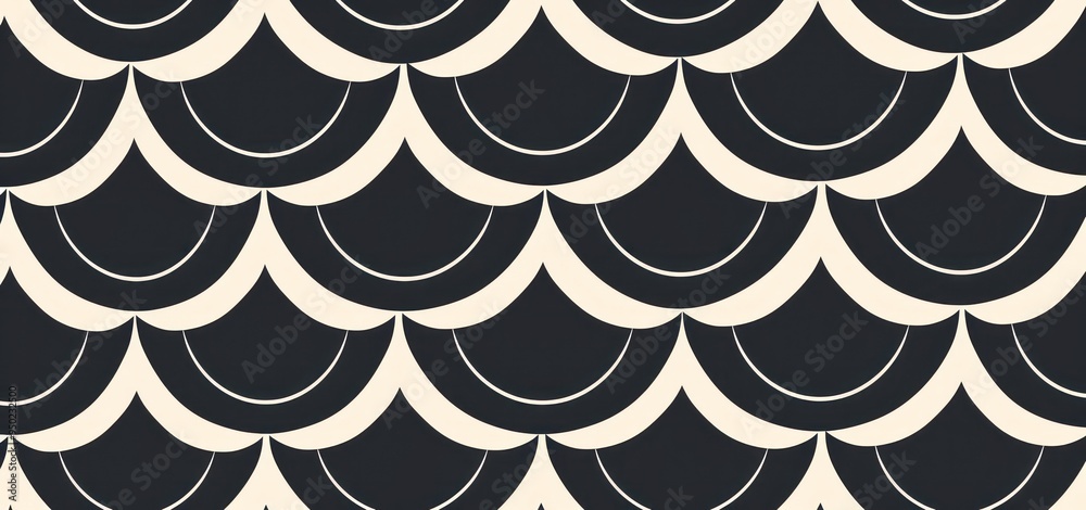Abstract Geometric Pattern with Curved Shapes and Monochromatic Color Scheme