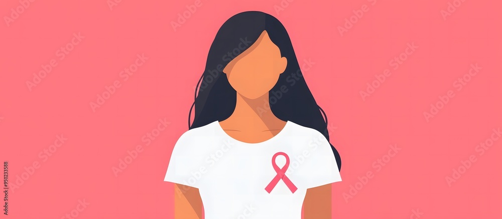 portrait of awomen wearing pink ribbon in her chest for breast cancer awareness portrait of awomen wearing pink ribbon in her chest for breast cancer awareness