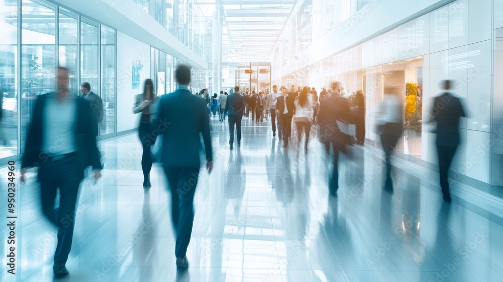 Business Professionals Networking in a Busy Corridor During a Company Event Business Professionals Networking in a Busy Corridor During a Company Event