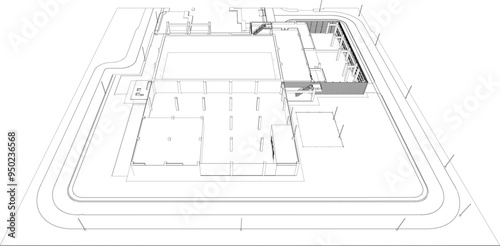 3D illustration of industrial project