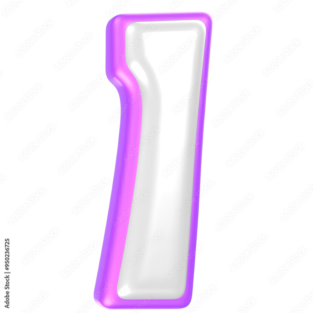 1 Number Purple And White 3D Rendering 1 Number Purple And White 3D Rendering