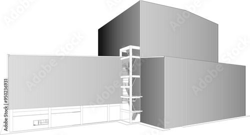 3D illustration of industrial project
