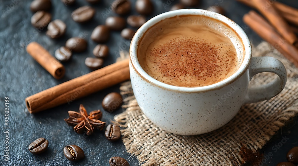 Aromatic coffee with warm notes of cinnamon and star anise, a cozy blend. Aromatic coffee with warm notes of cinnamon and star anise, a cozy blend.