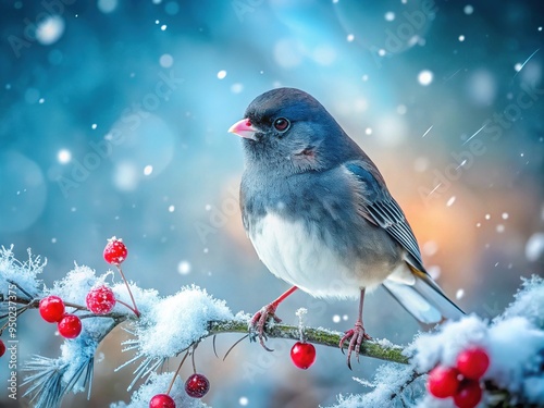 dark-eyed junco winter wonderland abstracted atmospheric bird photography color palette nature escapes