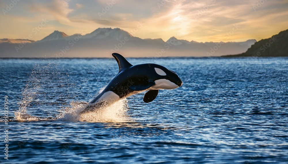 Fototapeta premium orca saltando en el mar