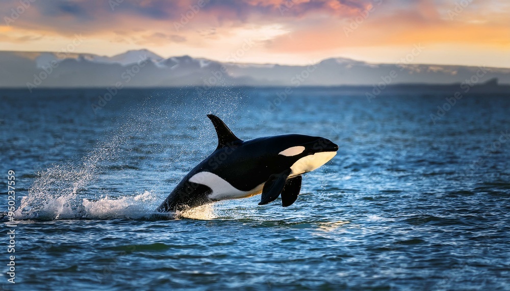 Fototapeta premium orca saltando en el mar