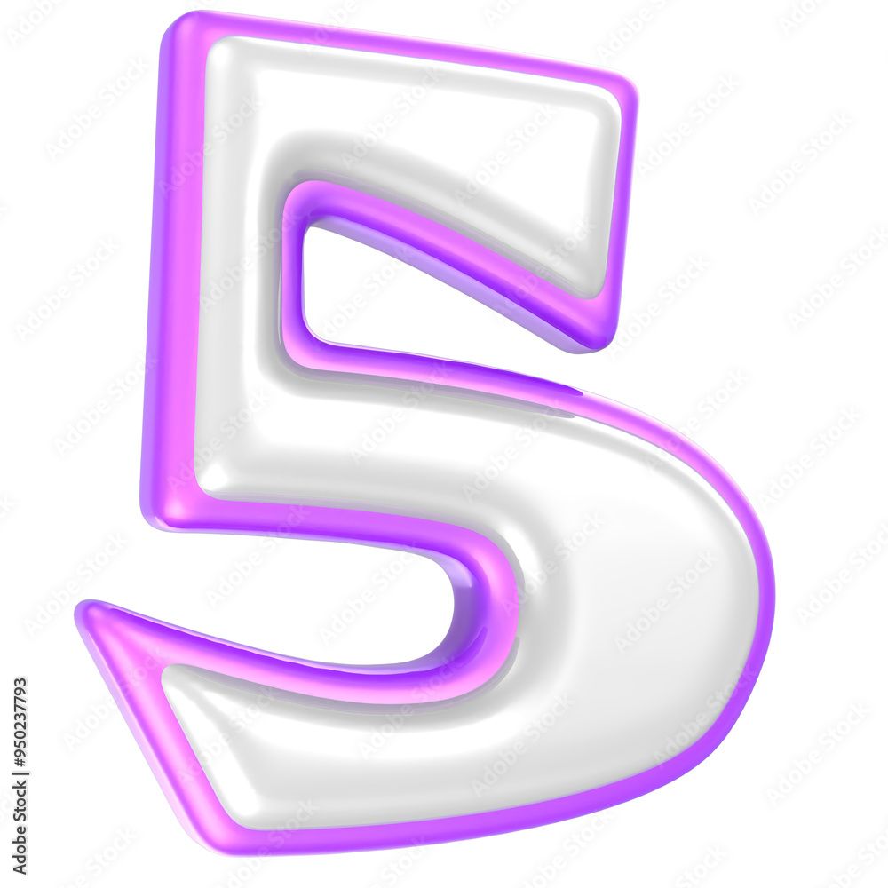 5 Number Purple And White 3D Rendering 5 Number Purple And White 3D Rendering