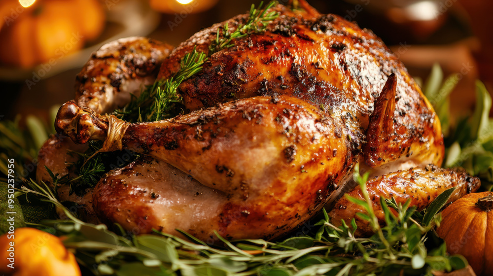 A beautifully roasted golden brown turkey garnished with fresh herbs, perfect for festive gatherings. A beautifully roasted golden brown turkey garnished with fresh herbs, perfect for festive gatherings.