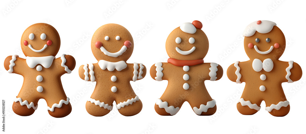 Set of 3D Cartoon Gingerbread Man on Transparent Background Sweet Holiday Character Illustration for Christmas Designs Set of 3D Cartoon Gingerbread Man on Transparent Background Sweet Holiday Character Illustration for Christmas Designs