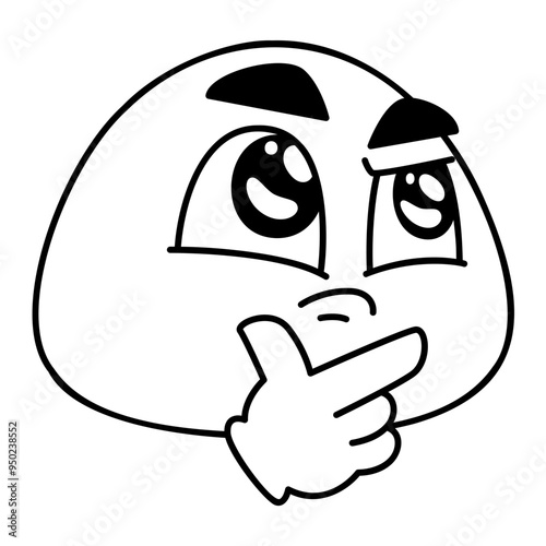 Curious Face Emoji Black fill Color
