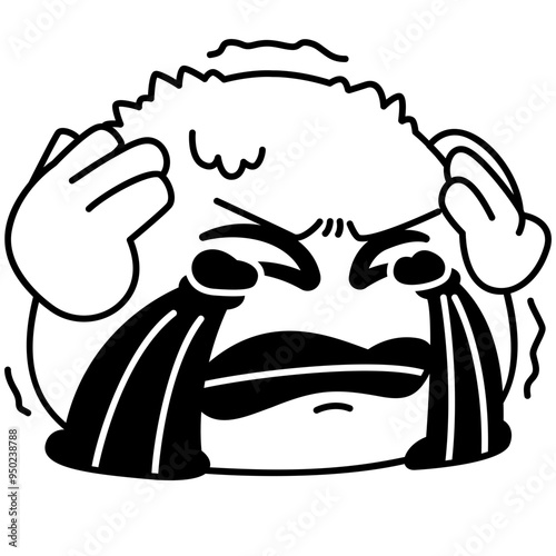 Miserable Face Emoji Black fill Color