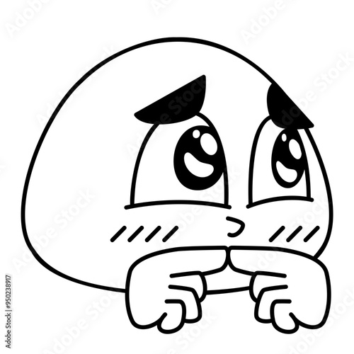Shy Face Emoji Black fill Color