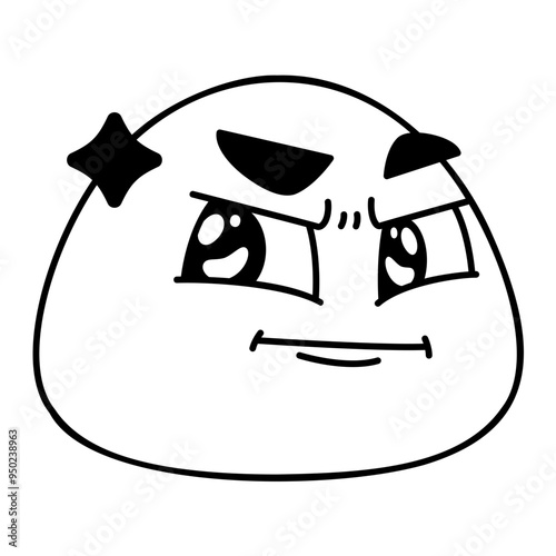 Suspicious Face Emoji Black fill Color
