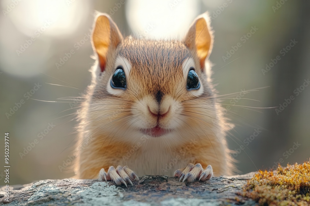 endearing closeup of a chipmunk with fluffy cheeks and bright curious eyes perched on a mosscovered log in a sunlit forest setting capturing its charming personality endearing closeup of a chipmunk with fluffy cheeks and bright curious eyes perched on a mosscovered log in a sunlit forest setting capturing its charming personality