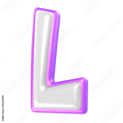 Font L Purple And White 3D Rendering