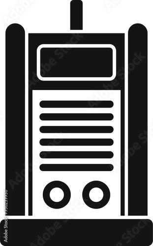 Portable radio transmitter icon in black simple style isolated on white background