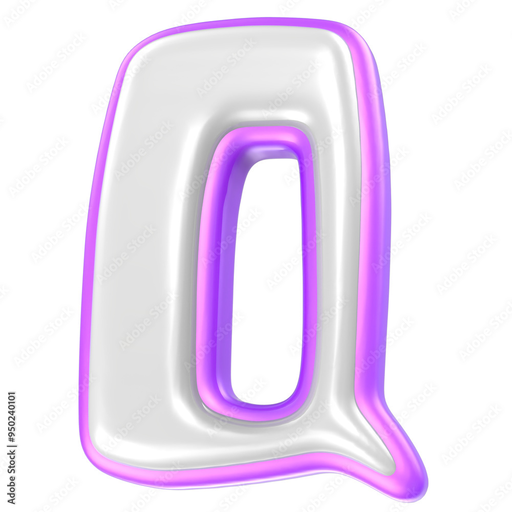 Font Q Purple And White 3D Rendering Font Q Purple And White 3D Rendering