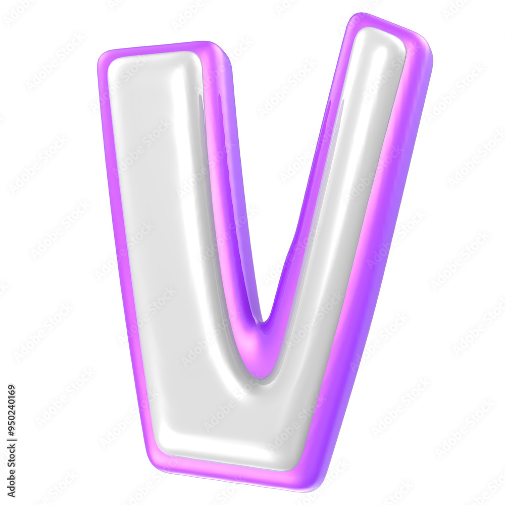 Font V Purple And White 3D Rendering Font V Purple And White 3D Rendering