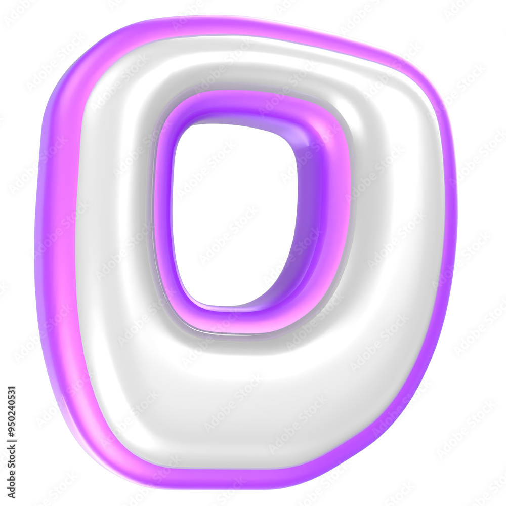 o Purple And White Font 3D Rendering o Purple And White Font 3D Rendering