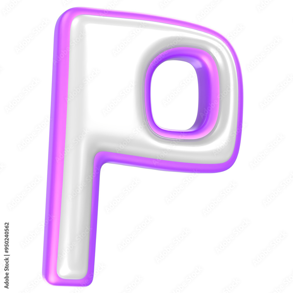 p Purple And White Font 3D Rendering p Purple And White Font 3D Rendering