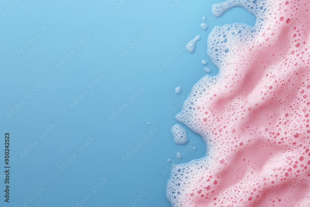 Naklejka premium Soft pink bubbles on a blue background during daylight
