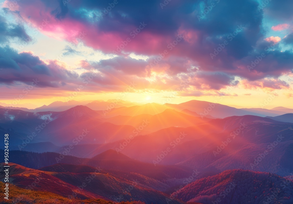 Fototapeta premium Sunrise over the Mountains