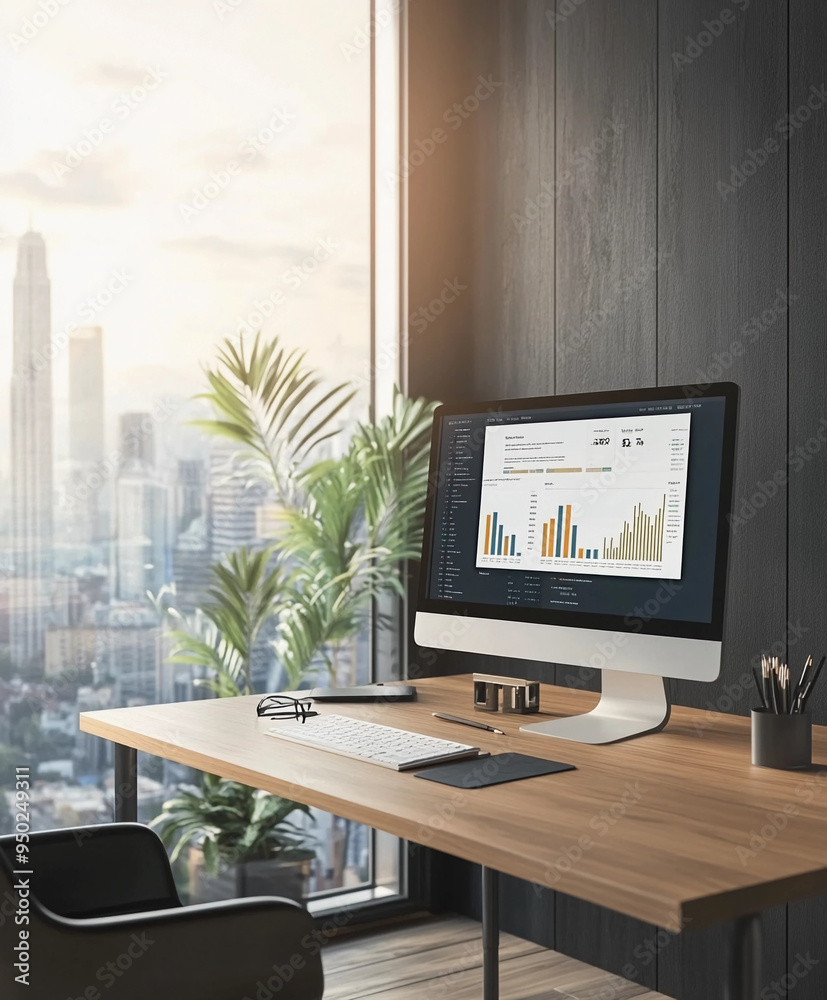 Fototapeta premium professional financial advisor's office with a modern desk