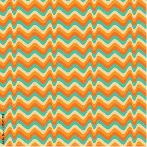 70's Retro Seamless Pattern. 60s and 70s Aesthetic Style.