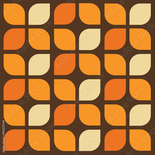 70's Retro Seamless Pattern. 60s and 70s Aesthetic Style.