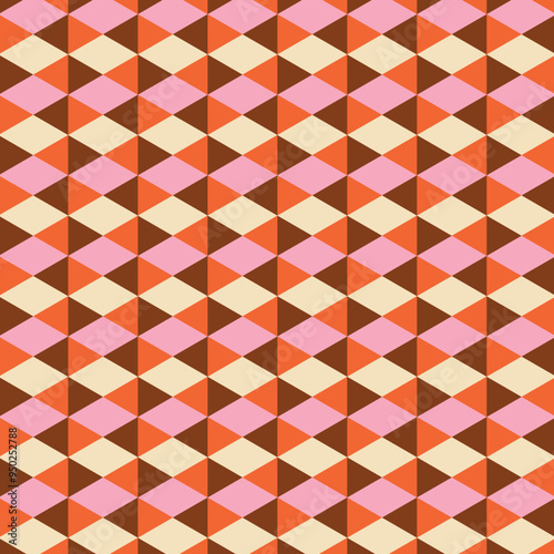 70's Retro Seamless Pattern, 60s and 70s Aesthetic Style, vector pattern