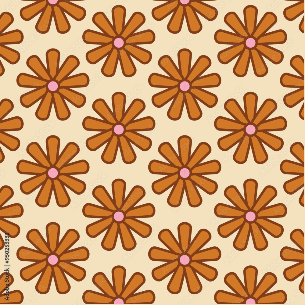 70's Retro Seamless Pattern, 60s and 70s Aesthetic Style, vector pattern 70's Retro Seamless Pattern, 60s and 70s Aesthetic Style, vector pattern