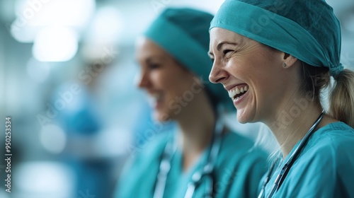 A medical team dressed in green scrub uniforms is pictured in a surgical setting. The image captures the focus and precision required in this high-stakes environment.