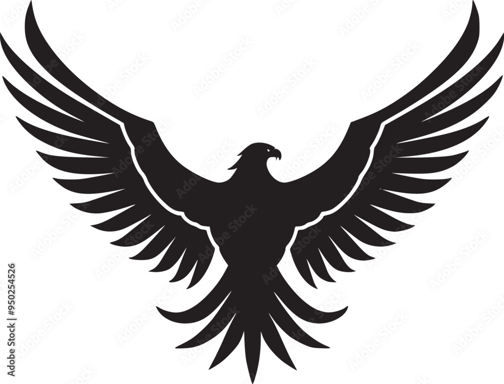 Obraz premium Soaring Eagle: A Powerful Vintage-Style Vector Illustration