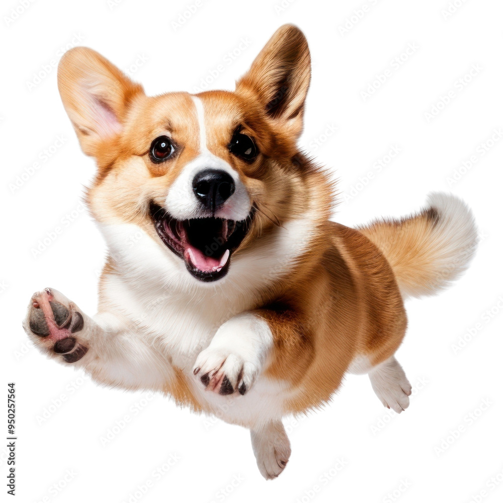 PNG Happy corgi dog jumping joyfully PNG Happy corgi dog jumping joyfully