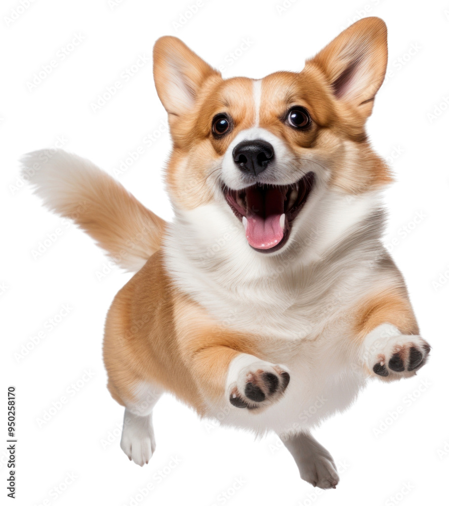 PNG Happy corgi jumping joyfully PNG Happy corgi jumping joyfully